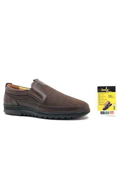Kids Club Shoes Forex 23-2549 Мъжки ежедневни обувки от естествена кожа с перфорация, препоръчани от Dr. Recommended, КАФЯВИ