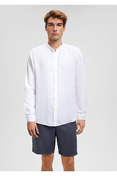 Mavi Bílá plátěná košile Regular Fit -0210827-70057