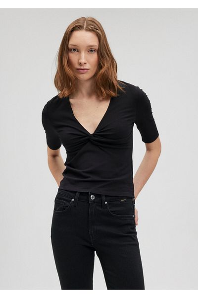 Mavi Černé tričko Slim Fit – Uzel s detaily, Slim Fit1612364-900