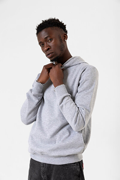 Tshirthane Сірий базовий оверсайз чоловічий худі з капюшоном, 3 нитки, світшот