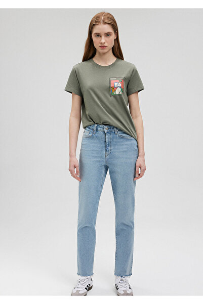 Mavi Kedi Baskılı Haki Tişört Slim Fit / Dar Kesim 1612403-80692