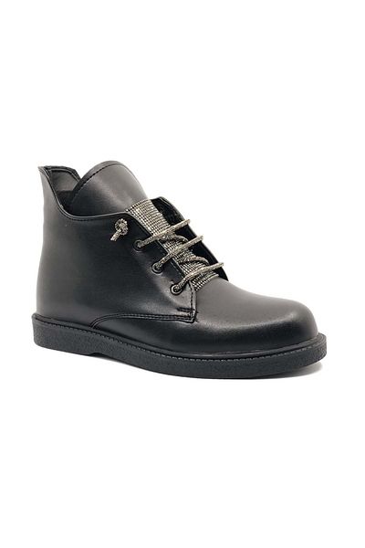 Kids Club Shoes Feles Λαστιχένια Αντιολισθητική Σόλα Πέτρα Δαντέλα Λεπτομερείς Γυναικείες Μπότες ΜΑΥΡΟ
