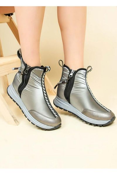 Kids Club Shoes Feles Diver Fabric Special Design Γυναικείες Μπότες με φερμουάρ Μπότες χιονιού ΓΚΡΙ