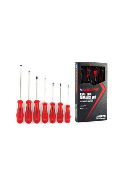 İzeltaş IZELTAS Düz ve Yıldız Uçlu Tornavida Takımı Kraft Seri 7 Parça