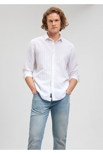 Mavi Λευκό πουκάμισο σε συνδυασμό με ρίγες Slim Fit / Slim Fit0210834-620