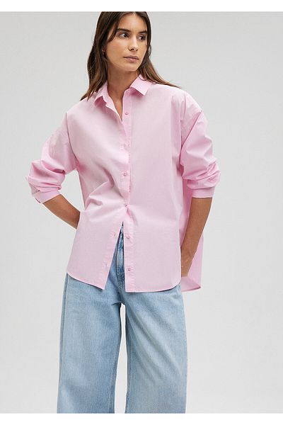 Mavi Koszula z różowej popeliny Oversize / Szeroki krój 1210103-70973