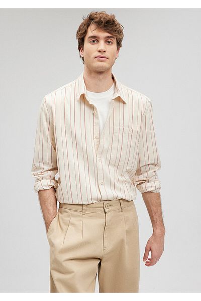 Mavi Beige Red Striped Shirt - Regular Fit0210835-70448
