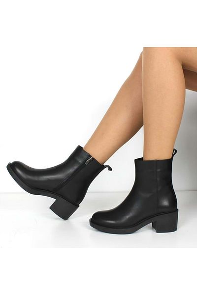 Kids Club Shoes Ayakdaş 2295 Γυναικείες μπότες με τακούνι από καουτσούκ ΜΑΥΡΟ