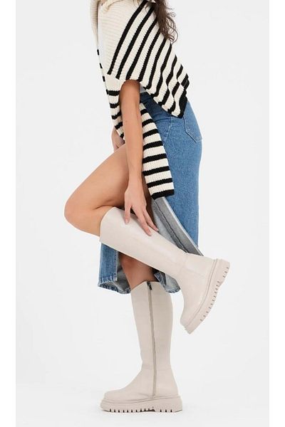 Kids Club Shoes Feles Γυναικείες ελαστικές μπότες με χοντρή και ψηλή σόλα Γυναικείες μπότες ΜΠΕΖ