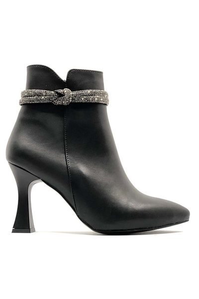 Kids Club Shoes Feles Knot Stone Λεπτομερείς Γυναικείες Μπότες Κύπελλο Τακούνι ΜΑΥΡΟ