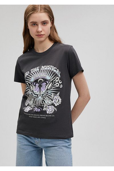 Mavi Anthracite Butterfly Printed Slim Fit T-Shirt -1612436-70087