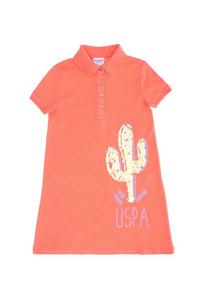 U.S. Polo Assn. Girl's Salmon Knitted Dress 50263461 -Vr047