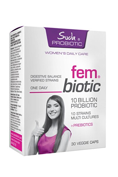 Suda Vitamin FemBiotic Kadınlara Özel Probiyotik+Prebiyotik,Vajinal Flora Desteği,Sindirim Sağlığı 30 Kapsül