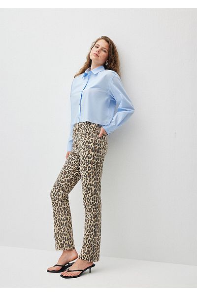 Mavi Newyorské džínové kalhoty s leopardím vzorem -101441-88641