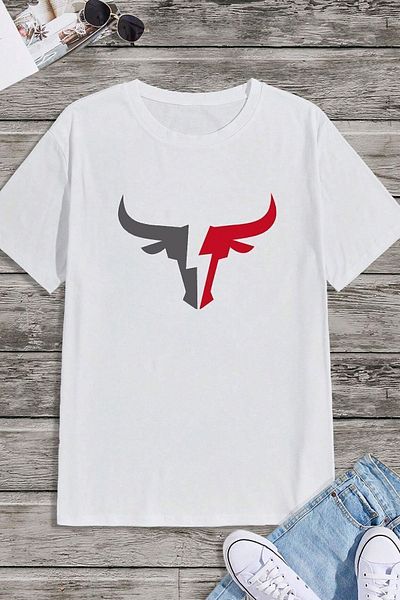 uyguntarz Ανδρικό μπλουζάκι Bull Silhouette με στάμπα Oversize