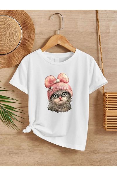 Pink Sky ΠΑΙΔΙΚΟ T-Shirt με στάμπα BEANIE CAT