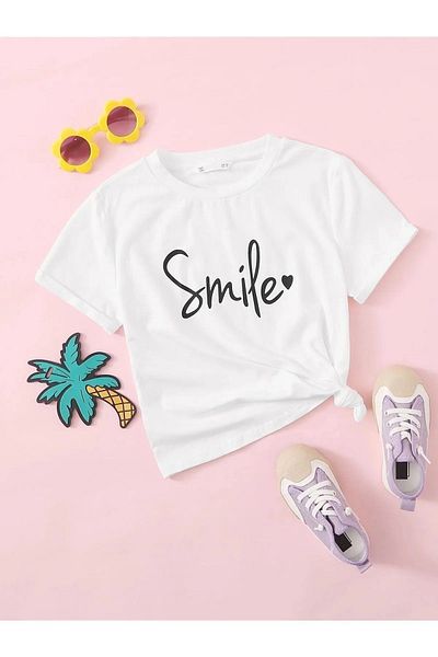 Pink Sky SMILE HEART PRINTED CHILDREN'S T-SHIRT