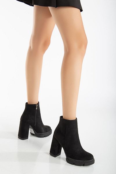 MaskButik Cizme cu platformă Zeta din piele intoarsa neagra