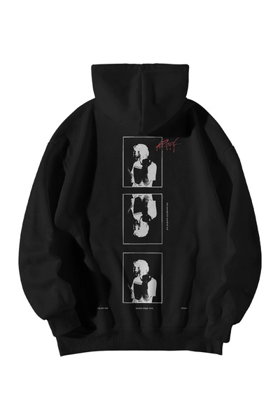 Scrovtie Kadın Erkek Siyah Red Playboi Carti Baskılı Oversize Kapşonlu Kangur...