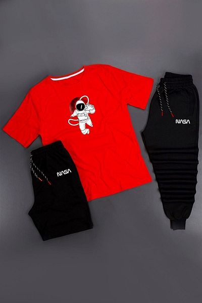 trendypassion 3-Piece Unisex Astronaut Printed Tracksuit Set Combination