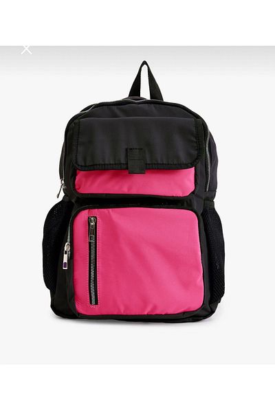Köstebek Pink Black Four-Compartment Backpack - with Water Bottle Compartment