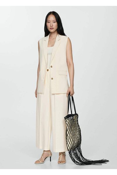 MANGO Woman Plisované culotte kalhoty