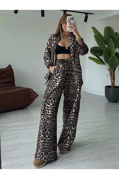KÜBRA SÖYLEMEZ BOUTİQUE Gabardine Leopard Patterned Set