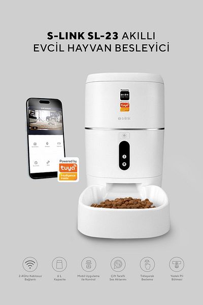 S-LINK 6l Smart Automatic Food Container with Camera Cat Dog Pet Feeder Food Container, Smart Feeder