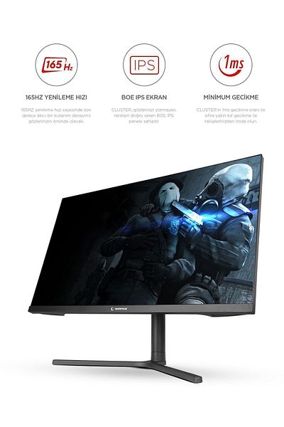 Rampage Cluster Cl27R165 27 165Hz 1Ms Boe Ips Fhd Freesync Pivot Pc Flat Gaming Player Monitor