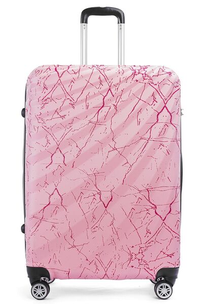 Wexta Wx-300 Baskılı Şeker Pembe Büyük&Orta Boy 2'li Set Valiz