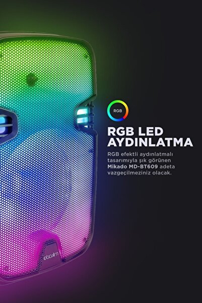 Mikado 20w Siyah Usb/bt/tf/tws Kablosuz Mikrofonlu Toplantı-parti Hoparlörü