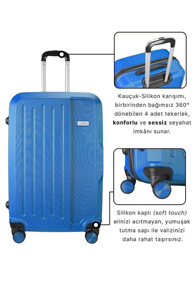 Wexta Wx-210 Çivit Mavi Büyük Boy Valiz