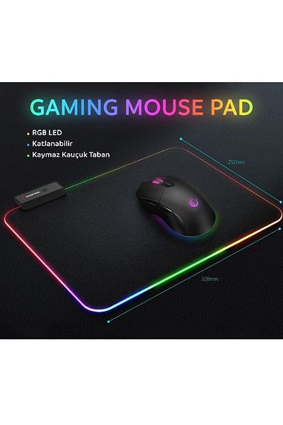 Rampage Mp-23 Negru 252*328*3mm RGB LED Mouse Pad pentru jocuri