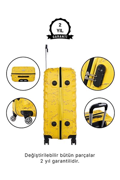 Wexta Wx-300 Baskılı Sarı Büyük Boy Valiz