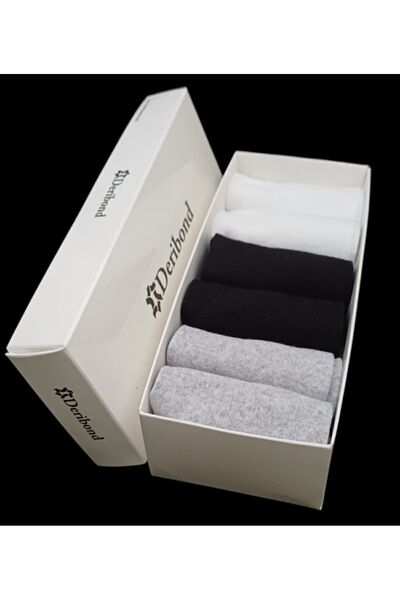 Deribond Дамски чорапи, 6 броя, черно-бели, сиви, памучни, невидими чорапи ти...