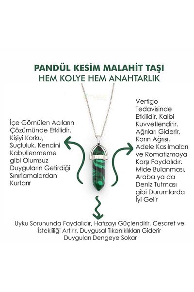 Mystic Energy Natural Stone Malahit (Malachite) Stone Pandula Cut Necklace & Keychain |   Gift Natural Stone