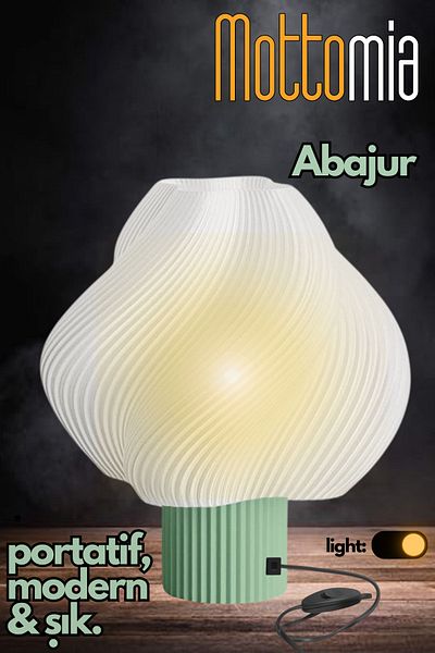 mottomia Green Tea Creme Lampshade - Modern and Minimalist Decorative, Wired Night and Table Lamp