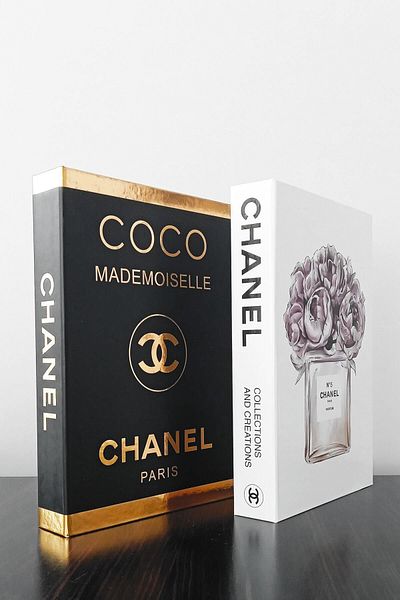 ndukkan Coco Black Gilt & No5 Perfume Themed 2-Piece Decorative Book Box Set