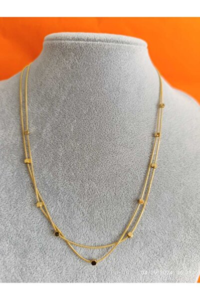Renna Accessories köşeli dorikalı 2 li çelik kolye