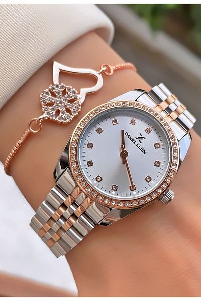 Daniel Klein Rose Silver Women's Wristwatch - Small Case and Bracelet