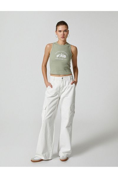 Koton Women's Crop Printed Tank Top