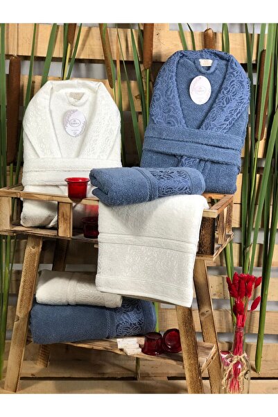 sarra طقم رداء حمام عائلي مكون من 6 قطع من القطن بنسبة 100%