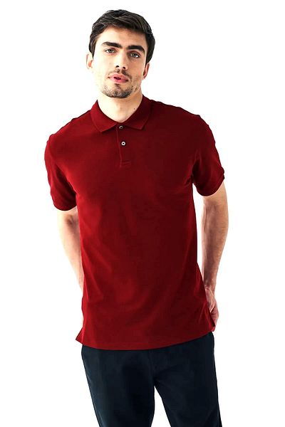 SuFd E Ticaret Claret Red Men's Polo Collar Cotton T-shirt - Regular Fit, No Pockets