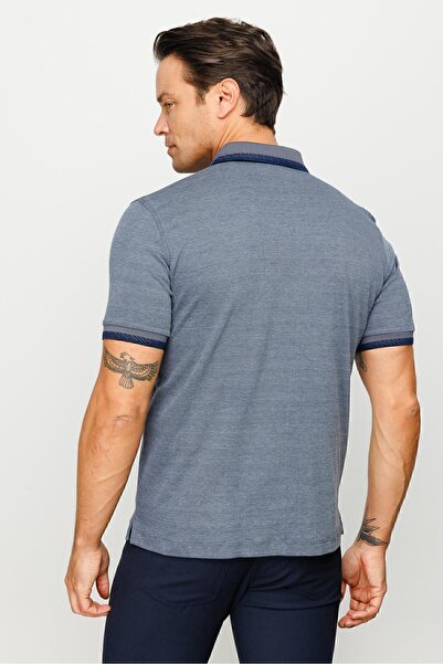 Desen Triko Men's Polo Neck Collar and Sleeve Knitwear Pocket T-shirt Smoked