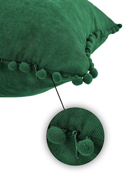 ÖZENEV Green Pompom Throw Pillow Cover with Color and Size Options Decorative Plain Plain Punch Panoroma