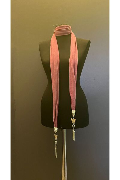 Gönülden Tasarım Eșarfă roz pentru femei de 180 cm - Design din bumbac pieptănat cu vârf de fluture