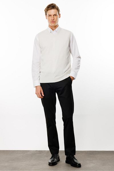 Desen Triko Men's Sweater - Bone Colored
