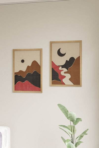 acargrafik Set de 2 picturi cu cadru din lemn cu design de lux