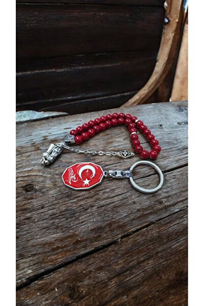 Ayver Gift Glass Model Rosary and Turkish Flag Keychain Set of 33