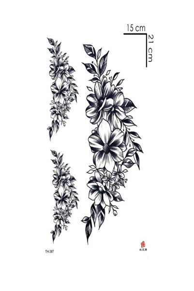 Mecit Tuhafiye Gül Çiçek Bel Vucut Geçici Dövme15x21 Cm